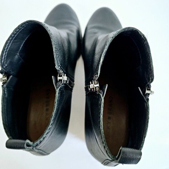 Lucky Brand Black Leather Ankle Boots Zipper Closure Low Block Heel 7.5~BO154.2 - Picture 7 of 8